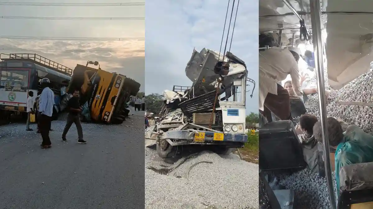 Chevella fatal road accident: RTC bus-Tipper Dh – Latest story and tragic scenes