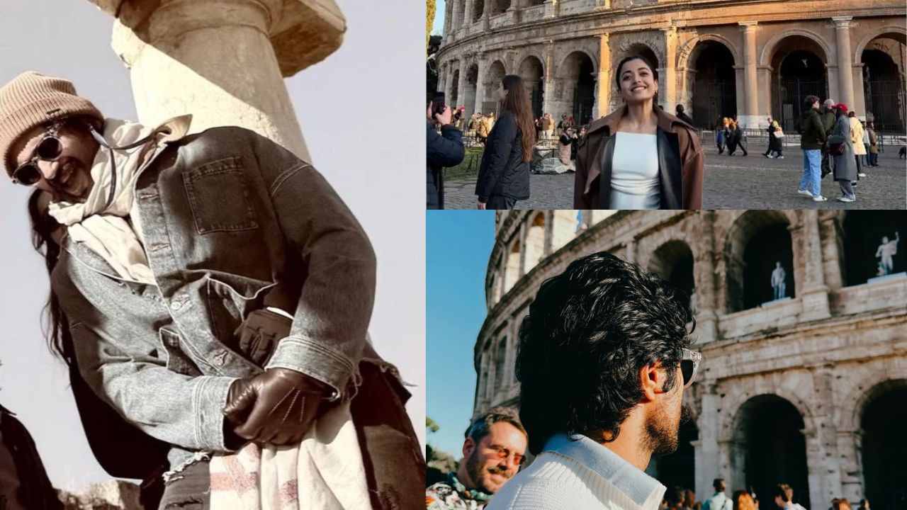 Vijay-Rashmika: Vijay-Rashmika romance on the streets of Rome.. Rashmika's 'tight hug' pics from behind are viral!
